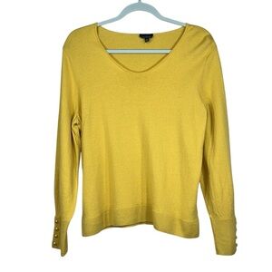 Talbots Soft 100% Merino Wool Yellow Long Sleeve Sweater Size XL